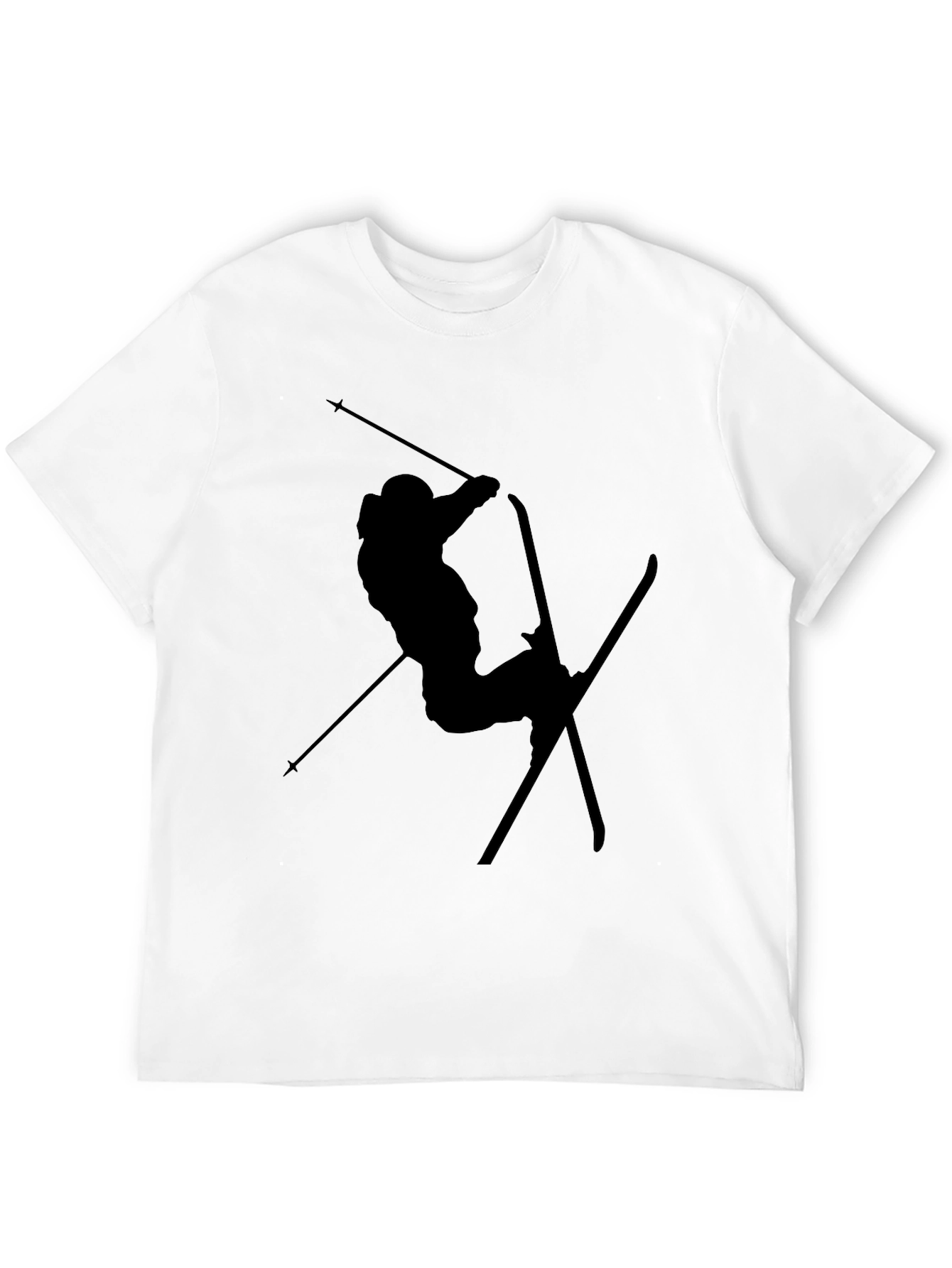 Black Skiing Silhouette Graphic T-Shirt