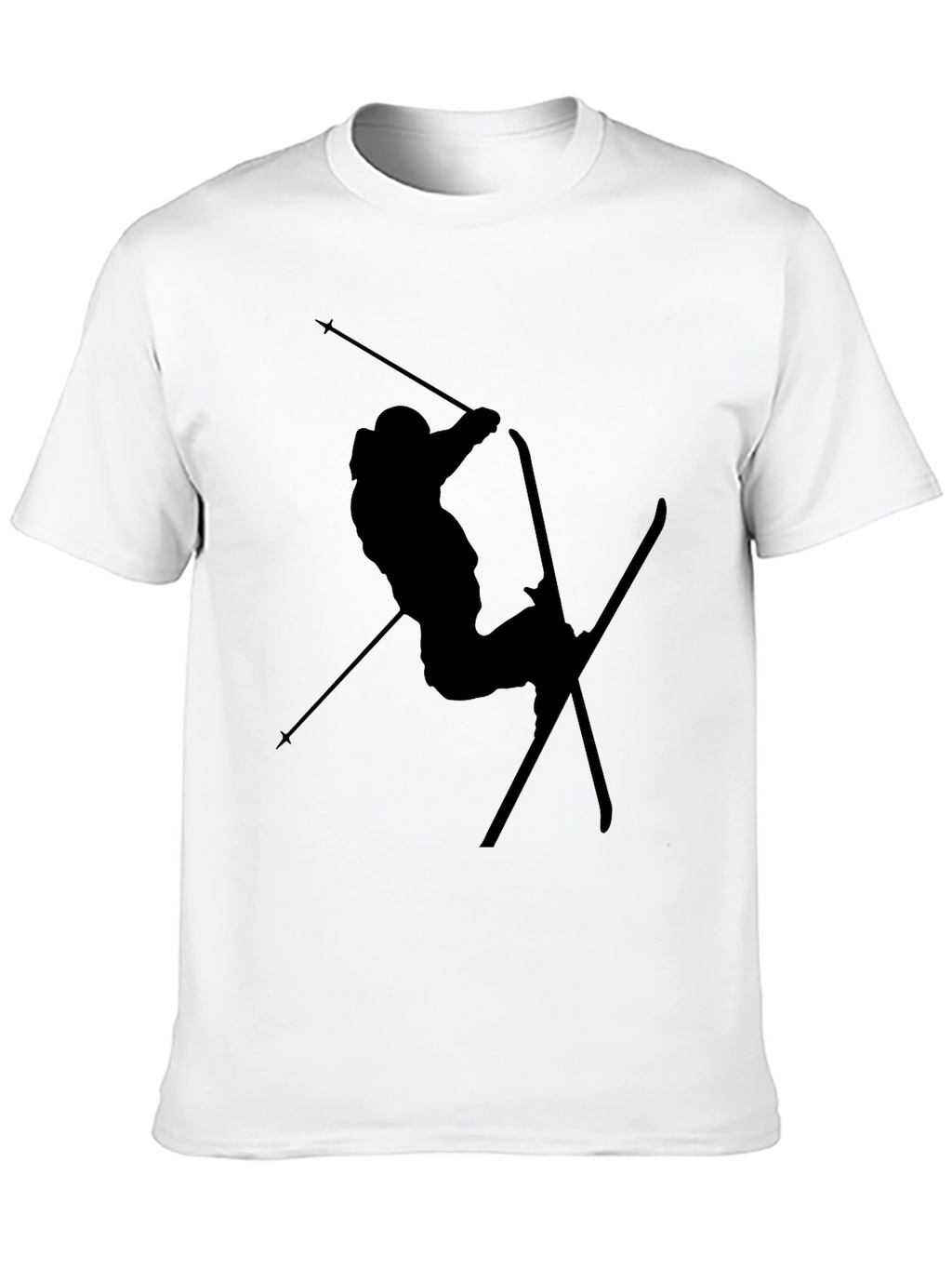 Black Skiing Silhouette Graphic T-Shirt