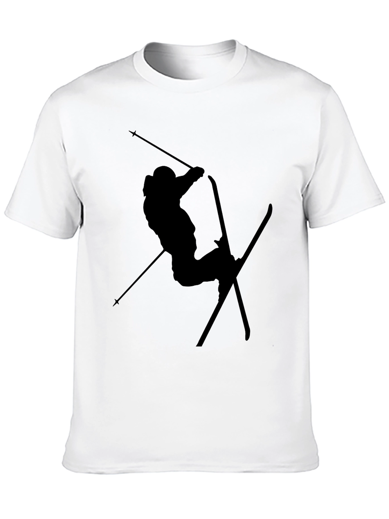 Black Skiing Silhouette Graphic T-Shirt