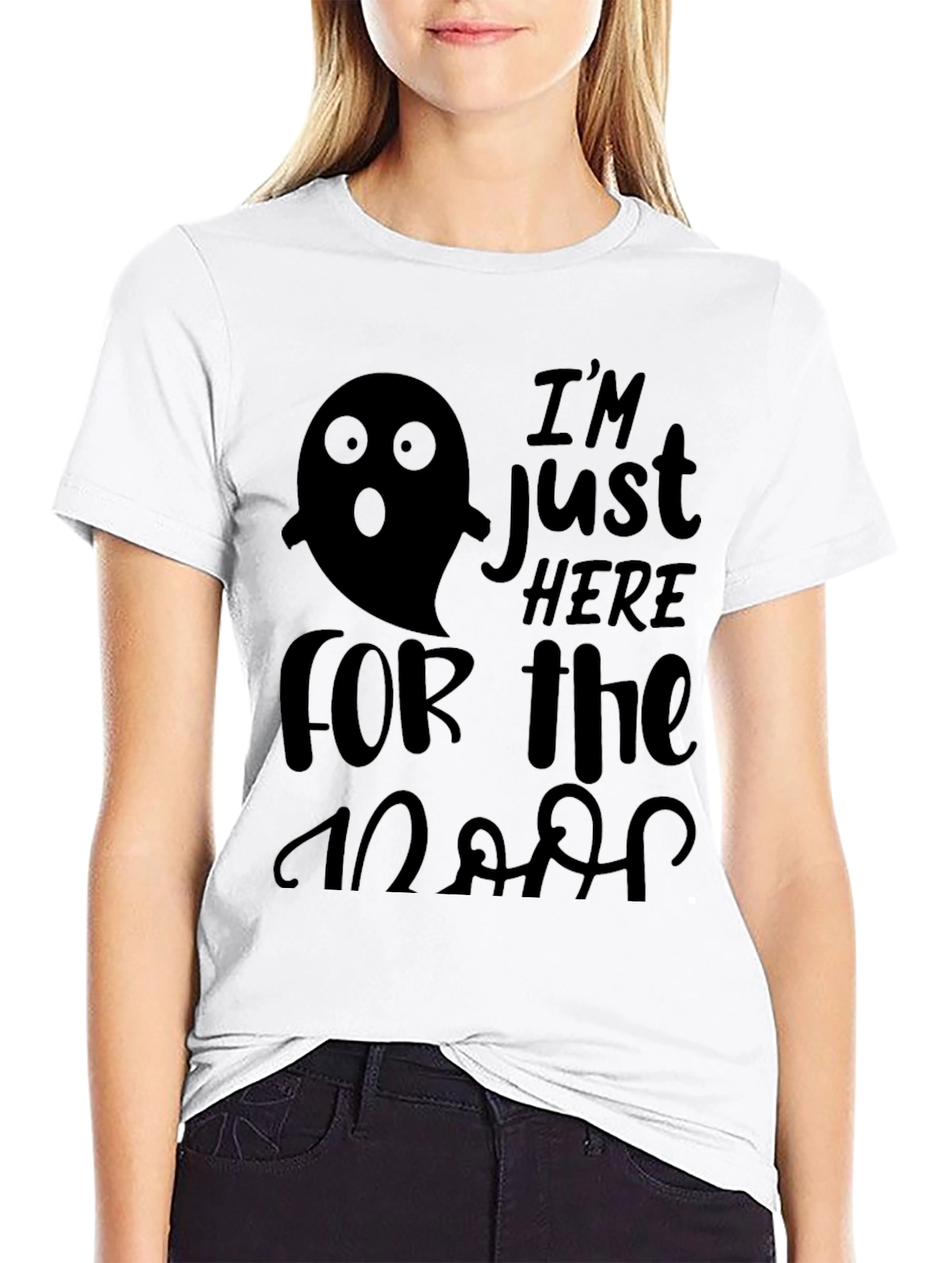Halloween Ghost T-Shirt - Im Just Here For The Boos