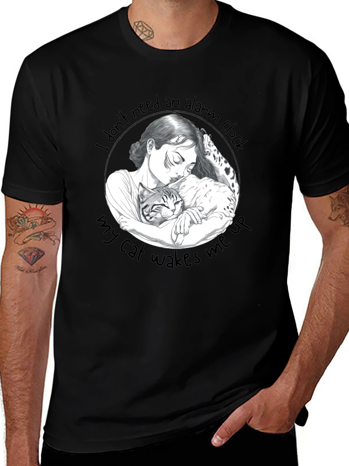 Cat Lovers Tee: I Dont Need an Alarm Clock