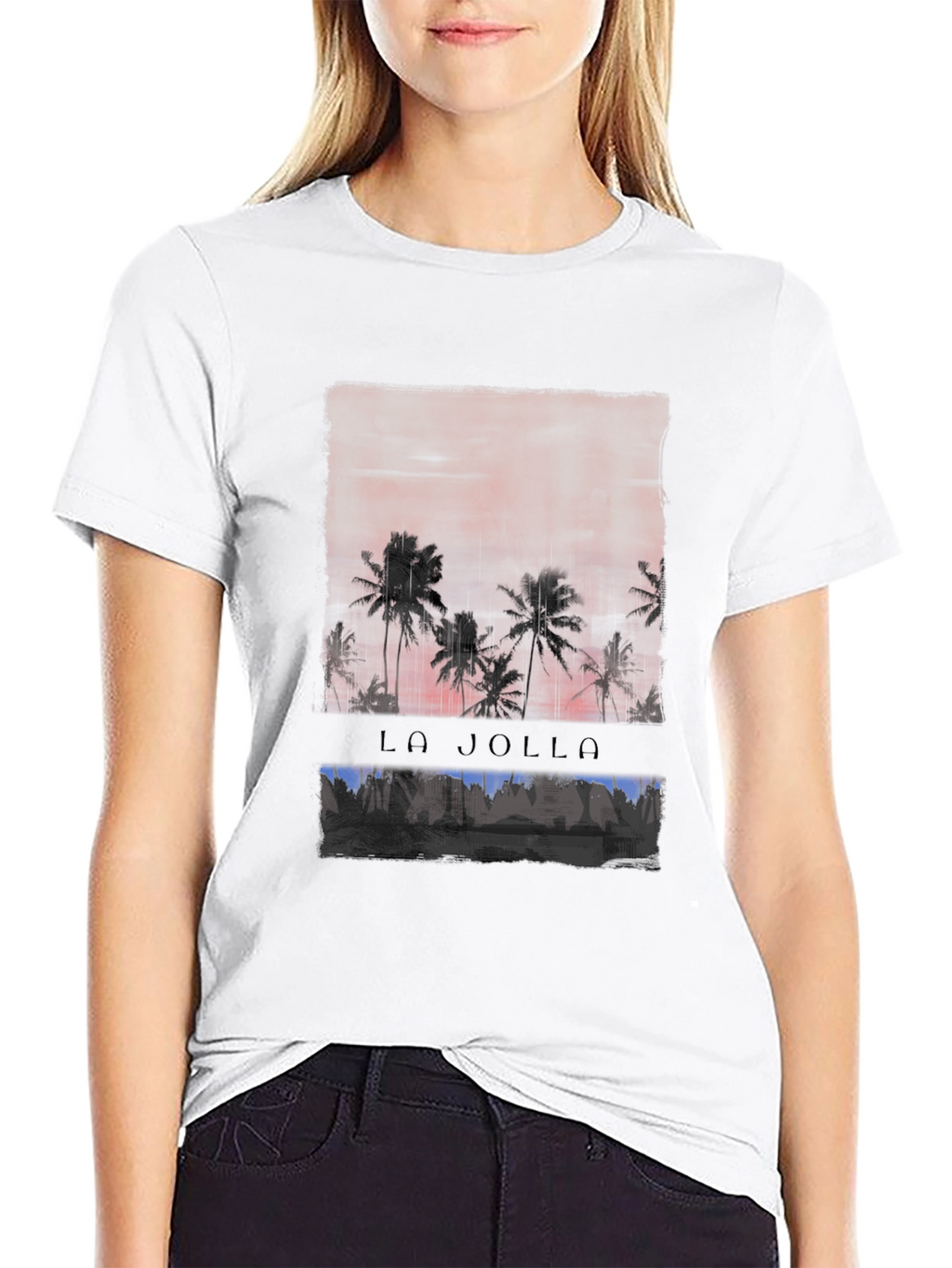 La Jolla Palm Tree Sunset Graphic Tee - Black