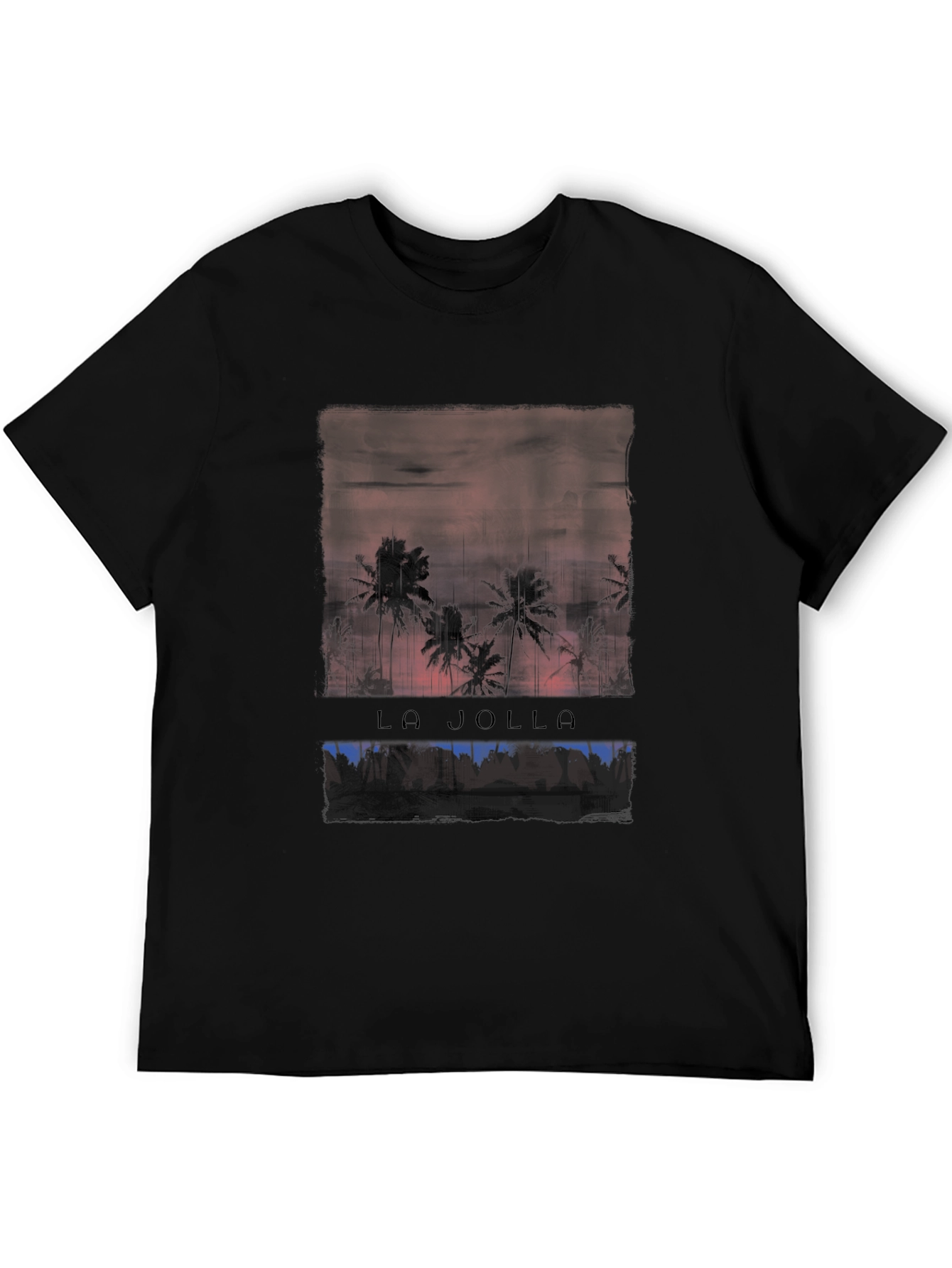 La Jolla Palm Tree Sunset Graphic Tee - Black