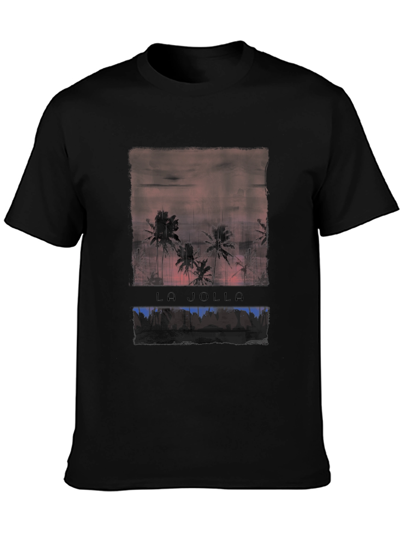 La Jolla Palm Tree Sunset Graphic Tee - Black