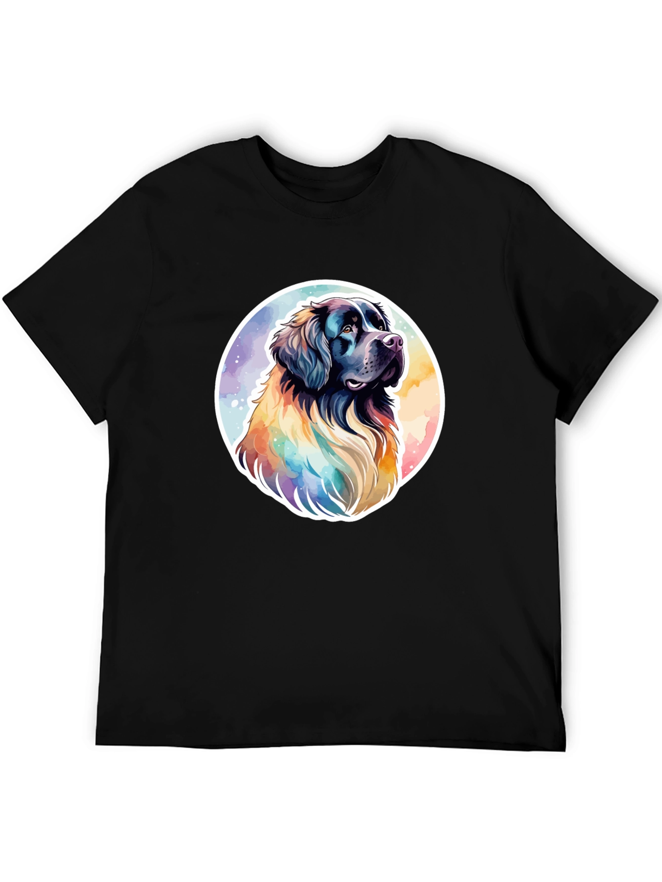 Watercolor Dog Graphic Tee - Soft Black Cotton
