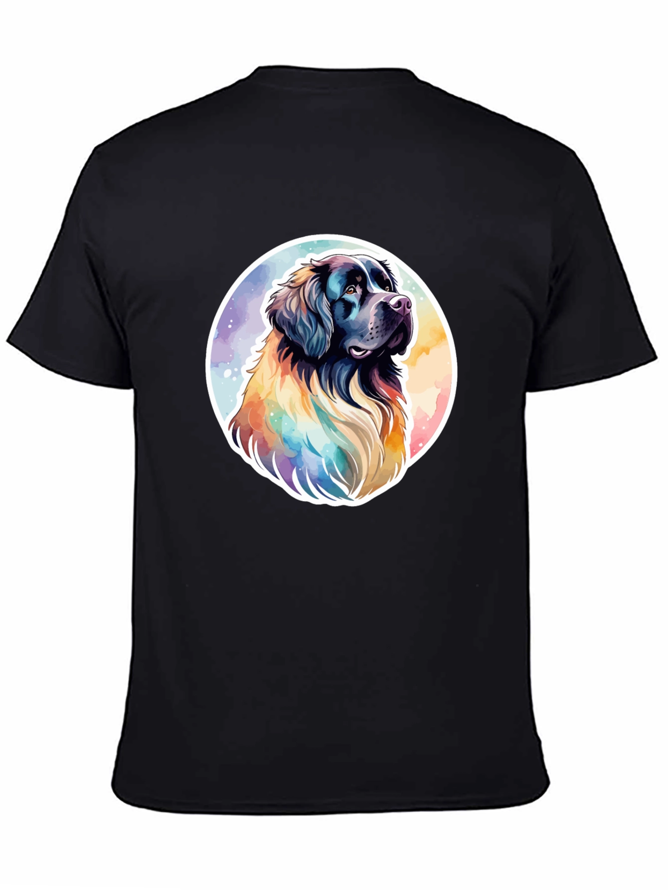 Watercolor Dog Graphic Tee - Soft Black Cotton