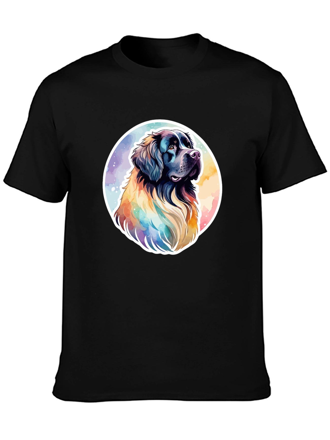 Watercolor Dog Graphic Tee - Soft Black Cotton