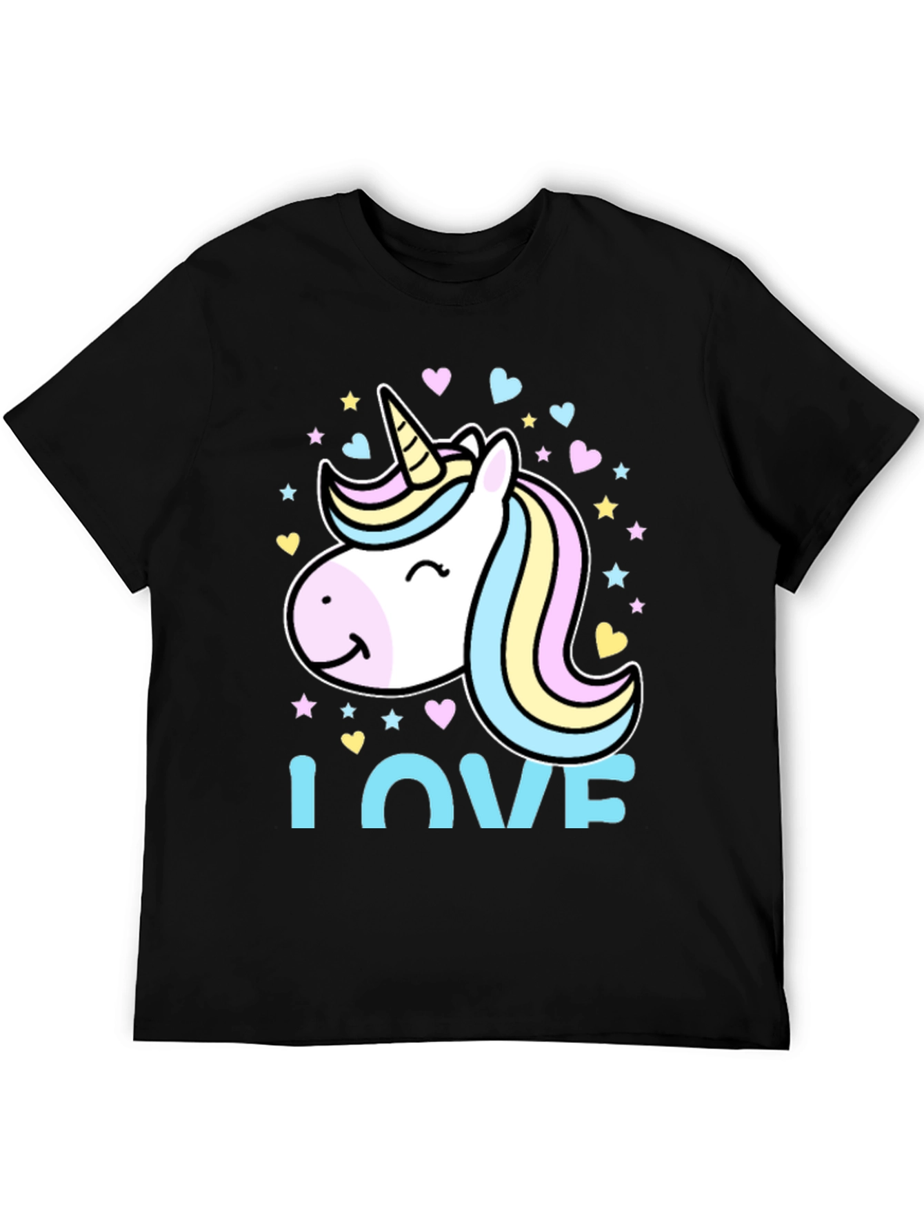 Unicorn Love Graphic Tee - Black Cotton Blend T-Shirt