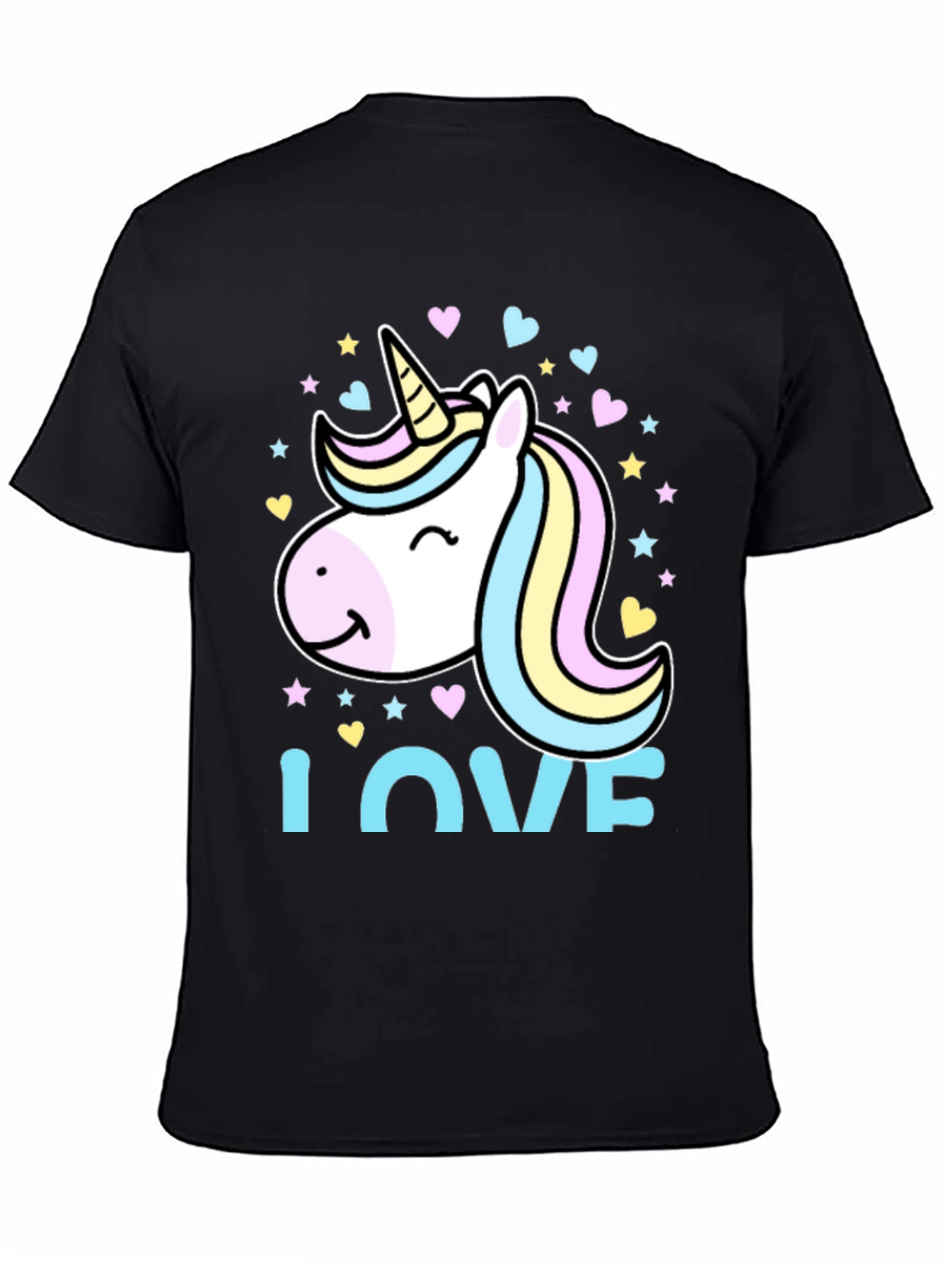 Unicorn Love Graphic Tee - Black Cotton Blend T-Shirt