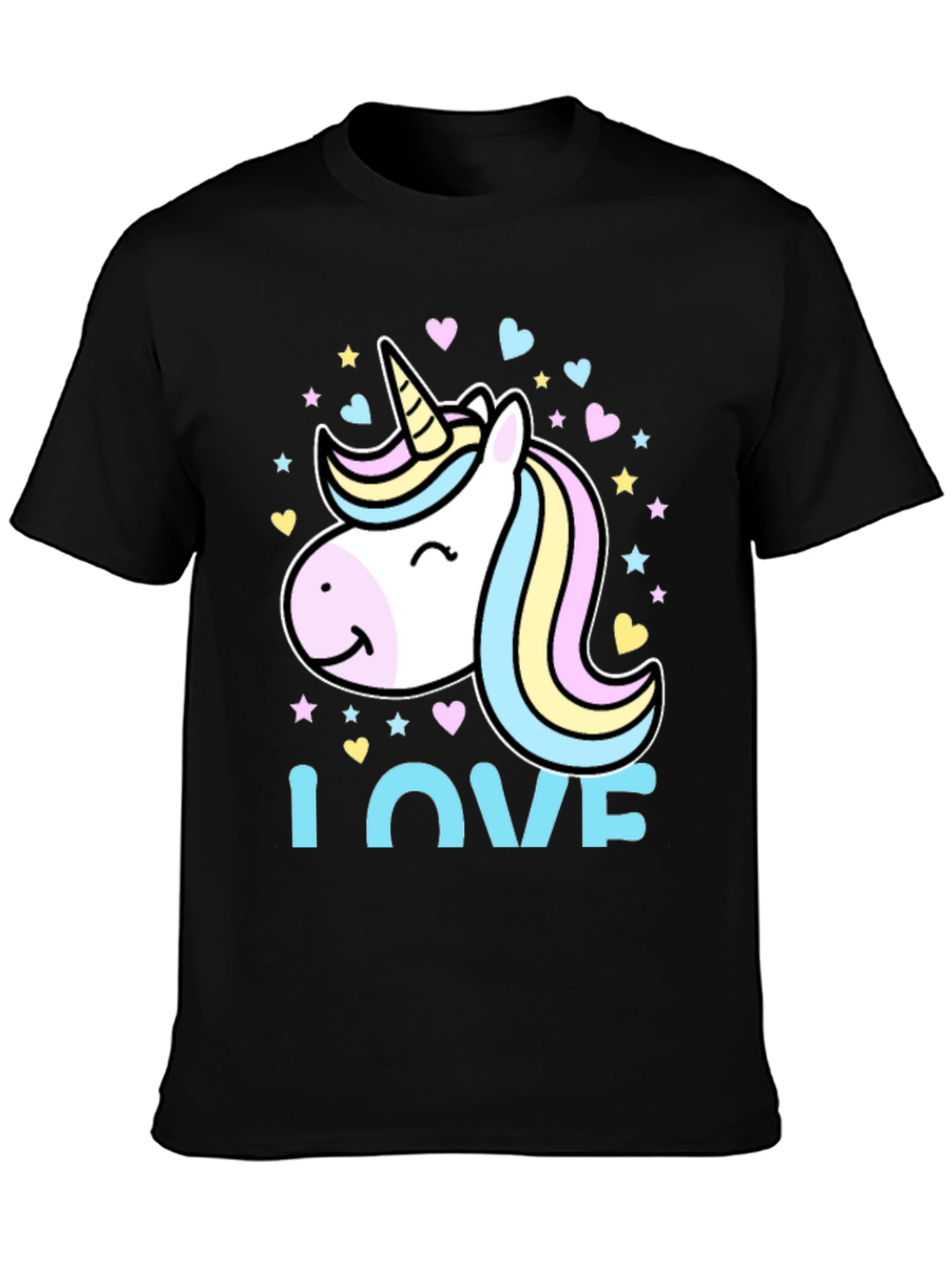 Unicorn Love Graphic Tee - Black Cotton Blend T-Shirt