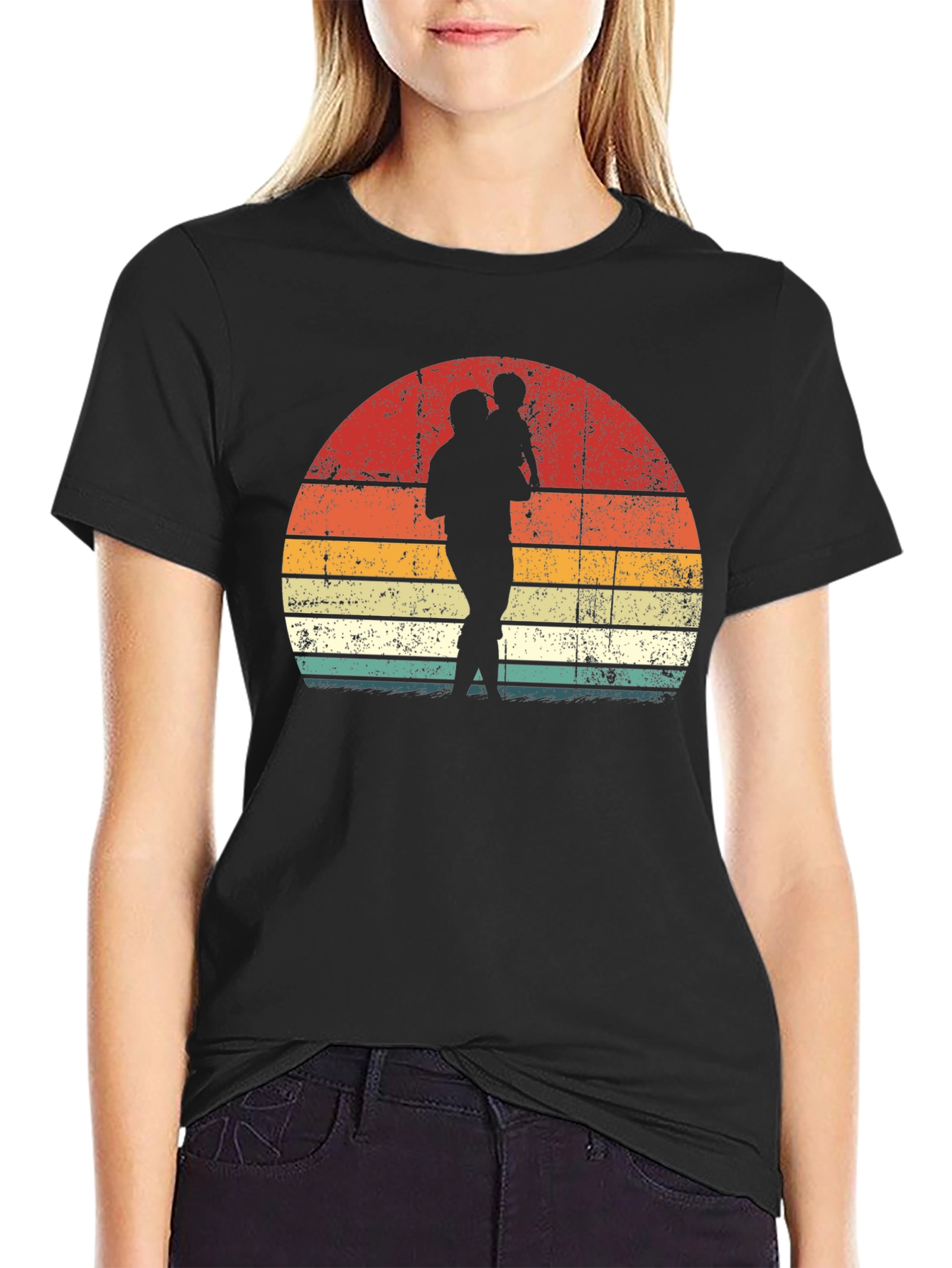 Retro Father & Child Sunset Graphic Tee