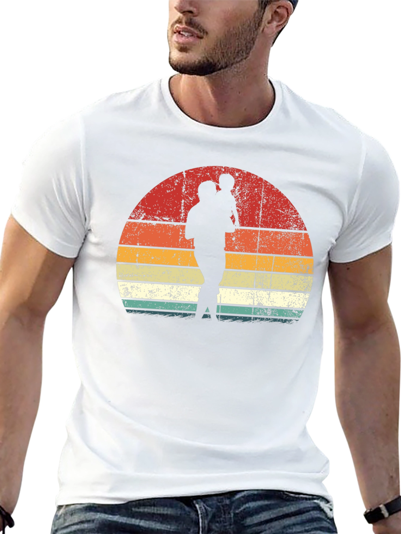 Retro Father & Child Sunset Graphic Tee