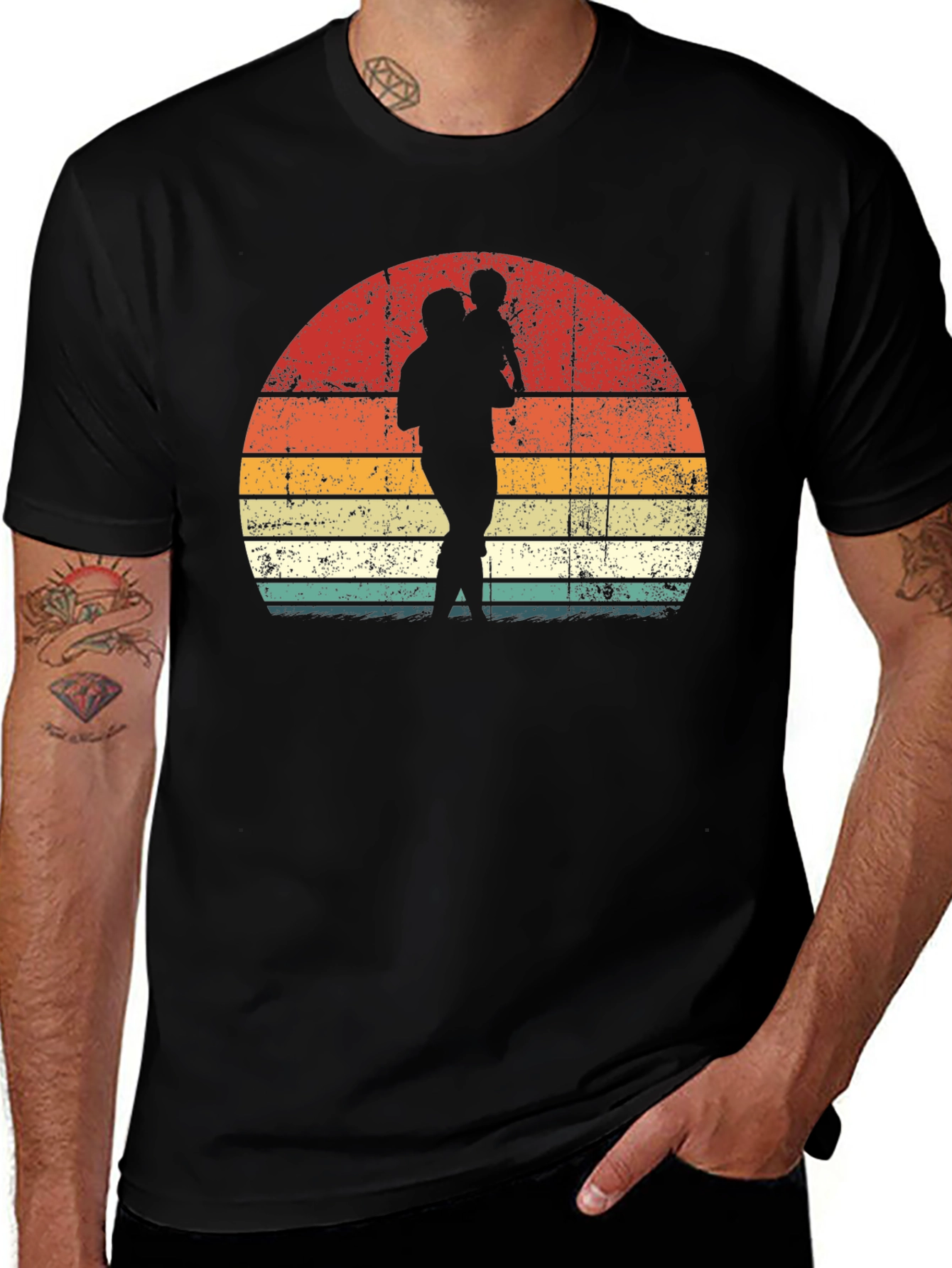 Retro Father & Child Sunset Graphic Tee