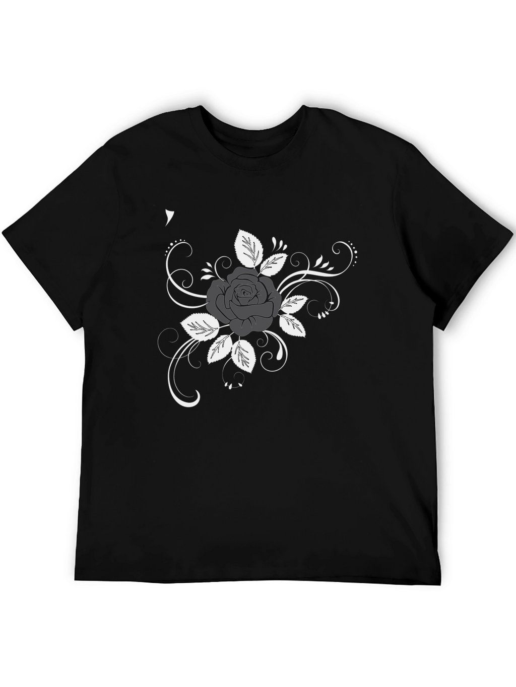 Rose Design Black T-Shirt