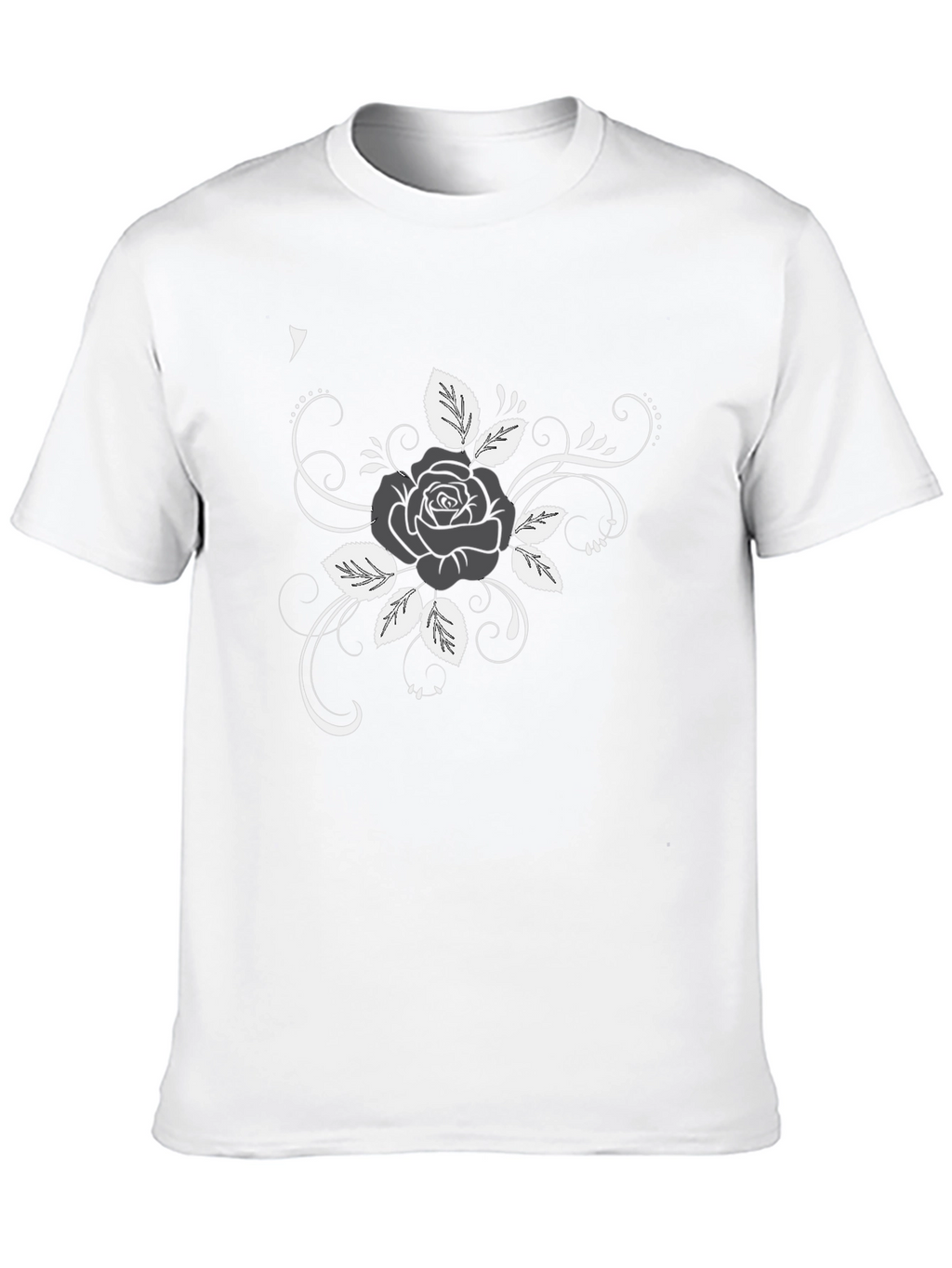 Rose Design Black T-Shirt