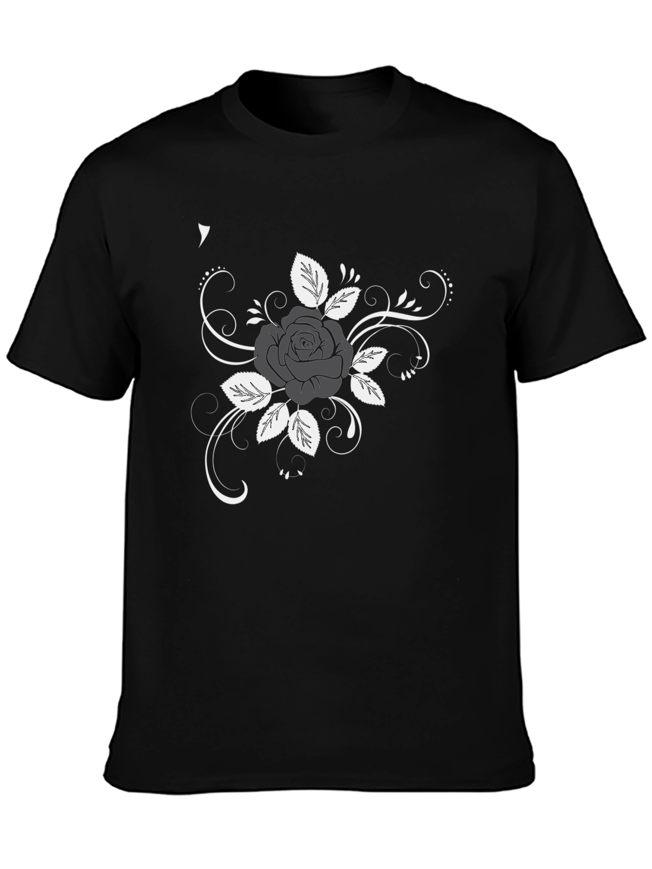 Rose Design Black T-Shirt