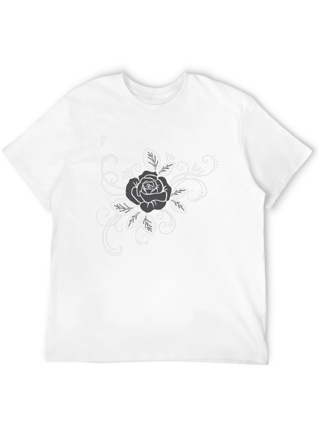 Rose Design Black T-Shirt