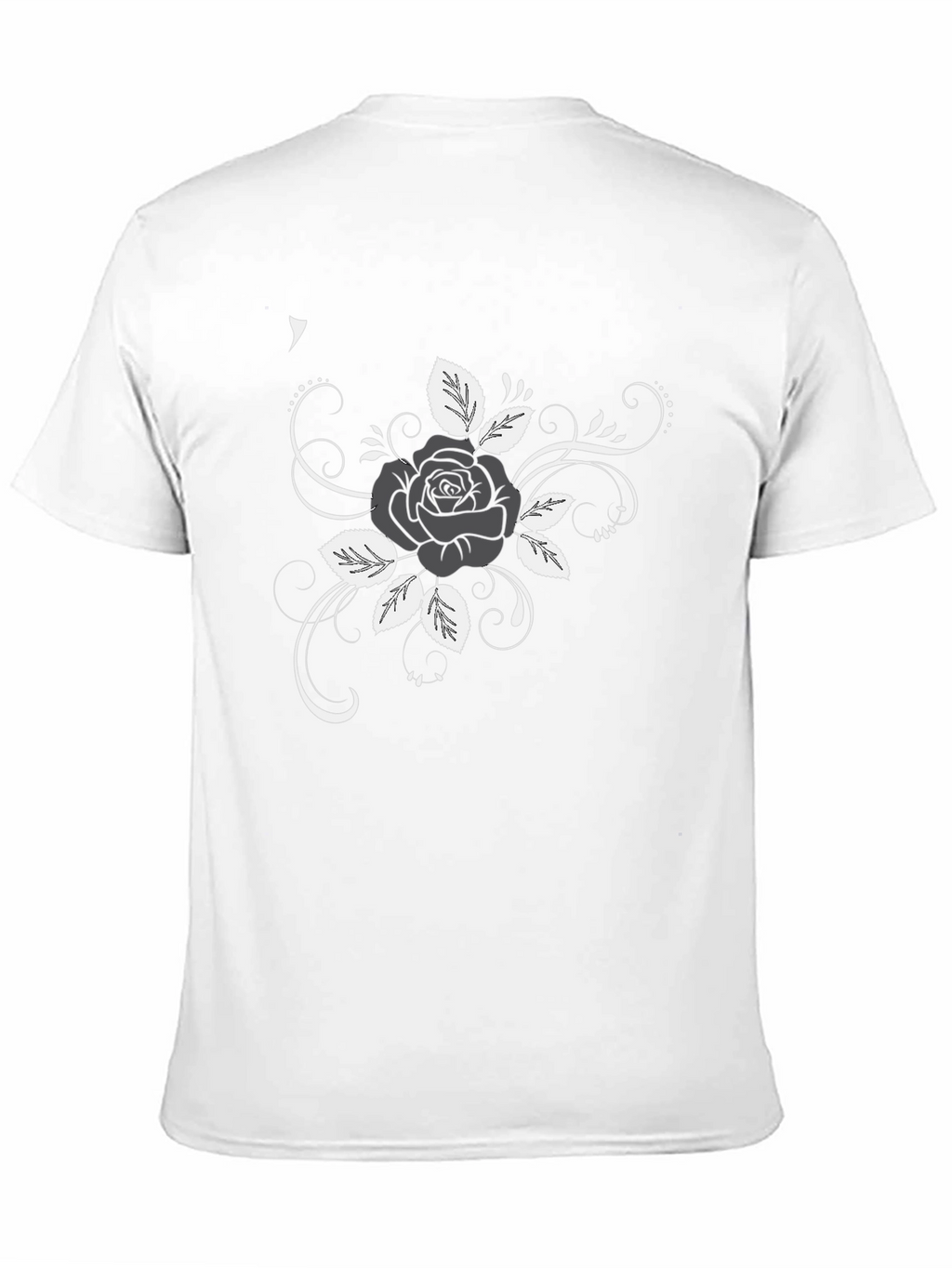 Rose Design Black T-Shirt