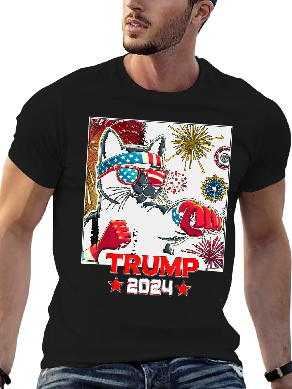 Trump 2024 Cat T-Shirt - Patriotic Apparel