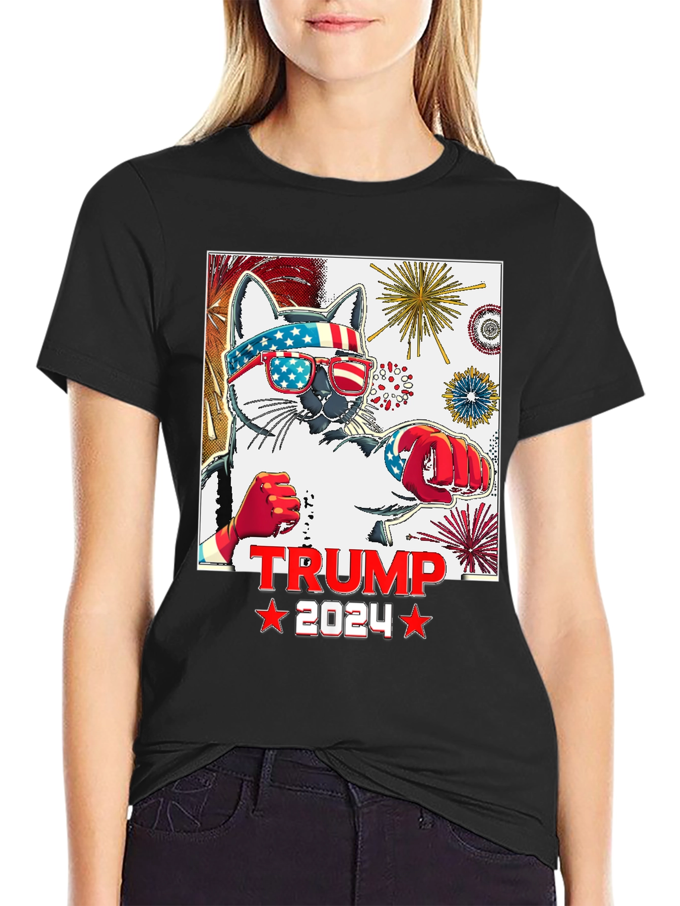 Trump 2024 Cat T-Shirt - Patriotic Apparel