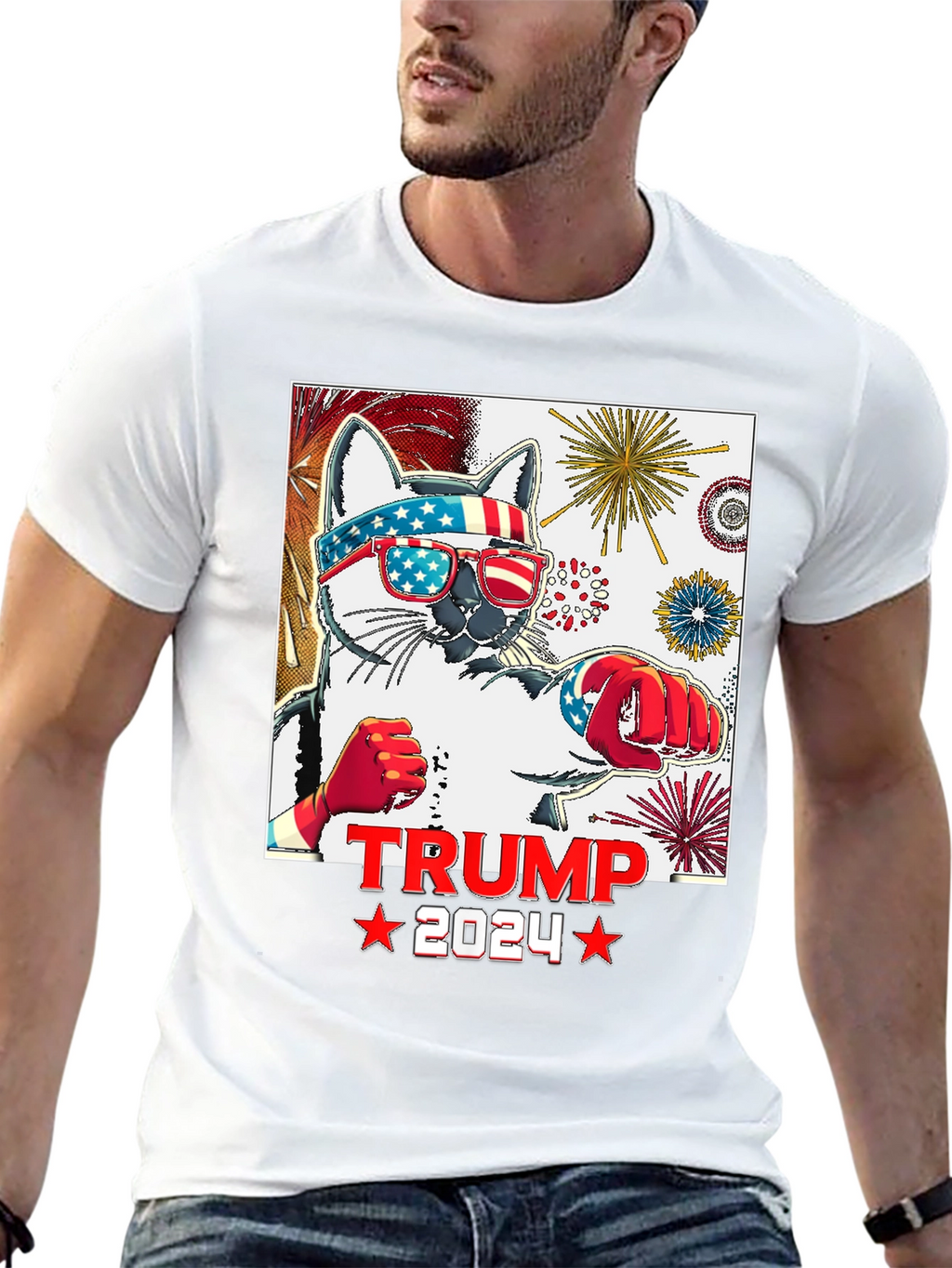 Trump 2024 Cat T-Shirt - Patriotic Apparel