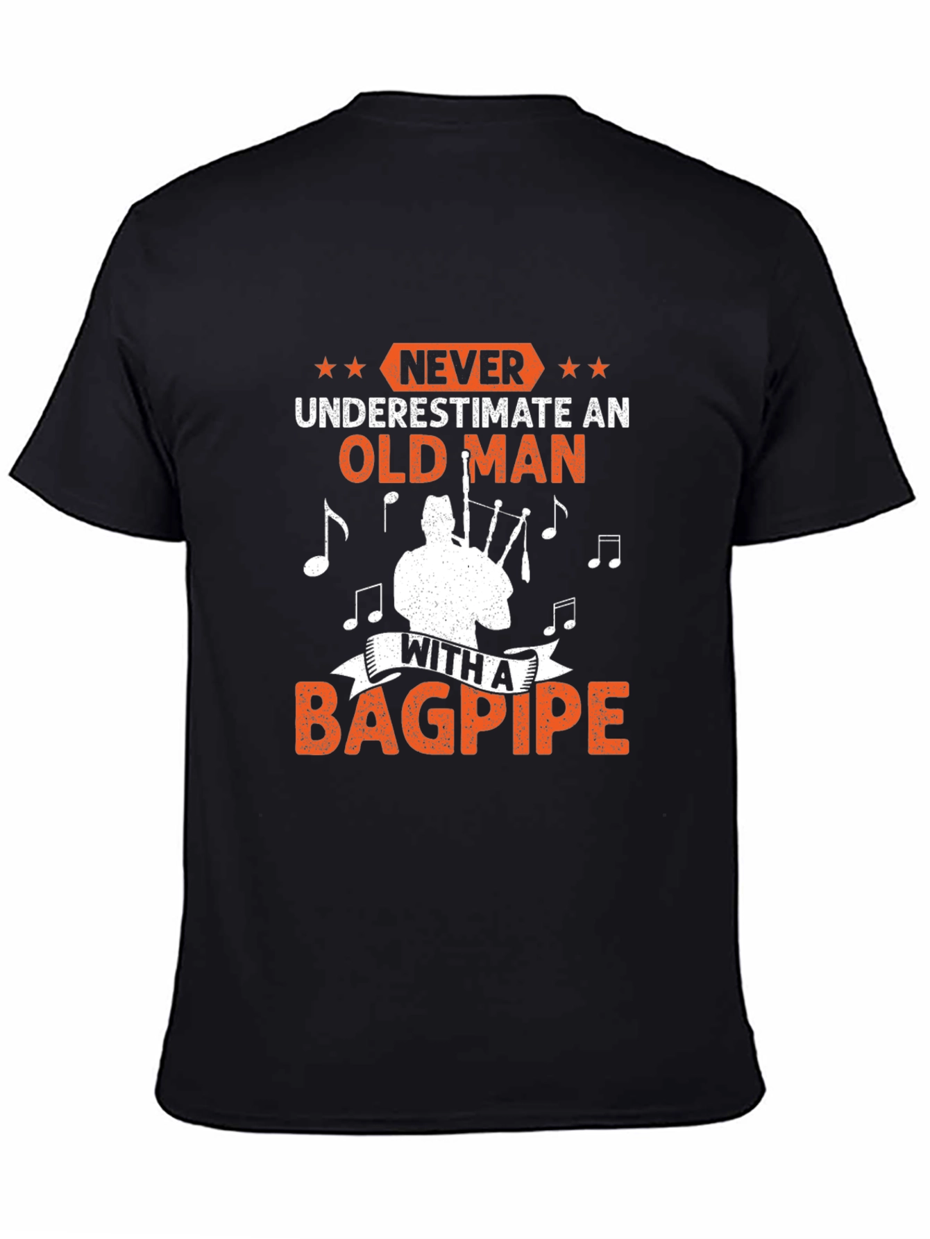 Never Underestimate Old Man Bagpipe T-Shirt