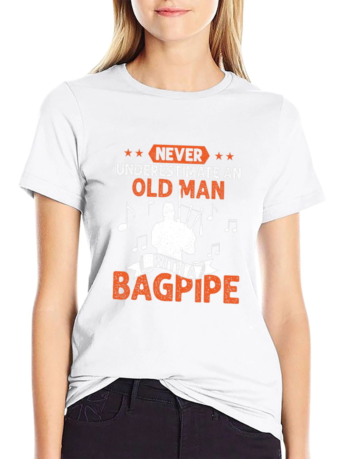 Never Underestimate Old Man Bagpipe T-Shirt