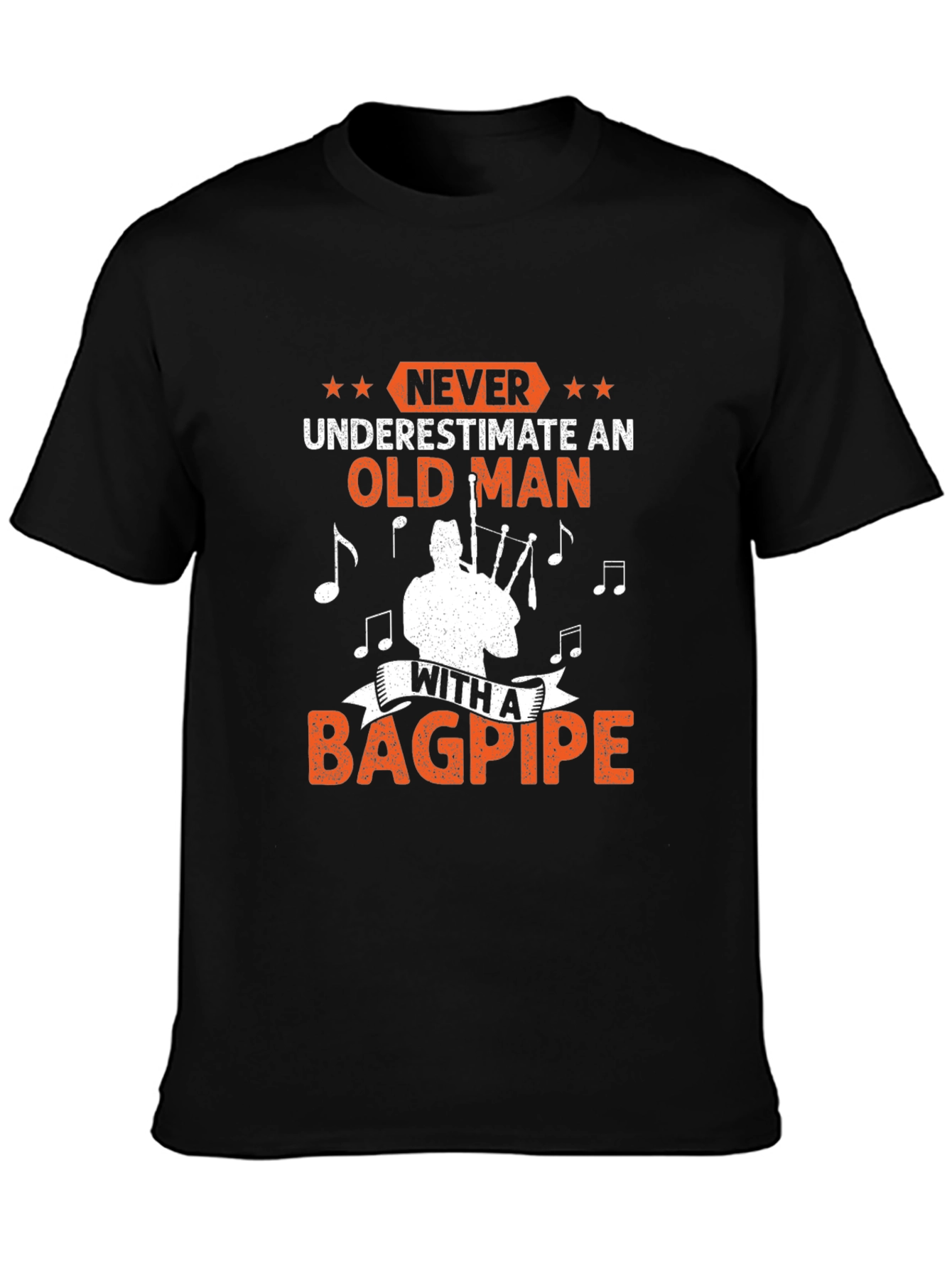 Never Underestimate Old Man Bagpipe T-Shirt