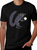 Aye-Aye Lemur & Moon Black Graphic T-Shirt