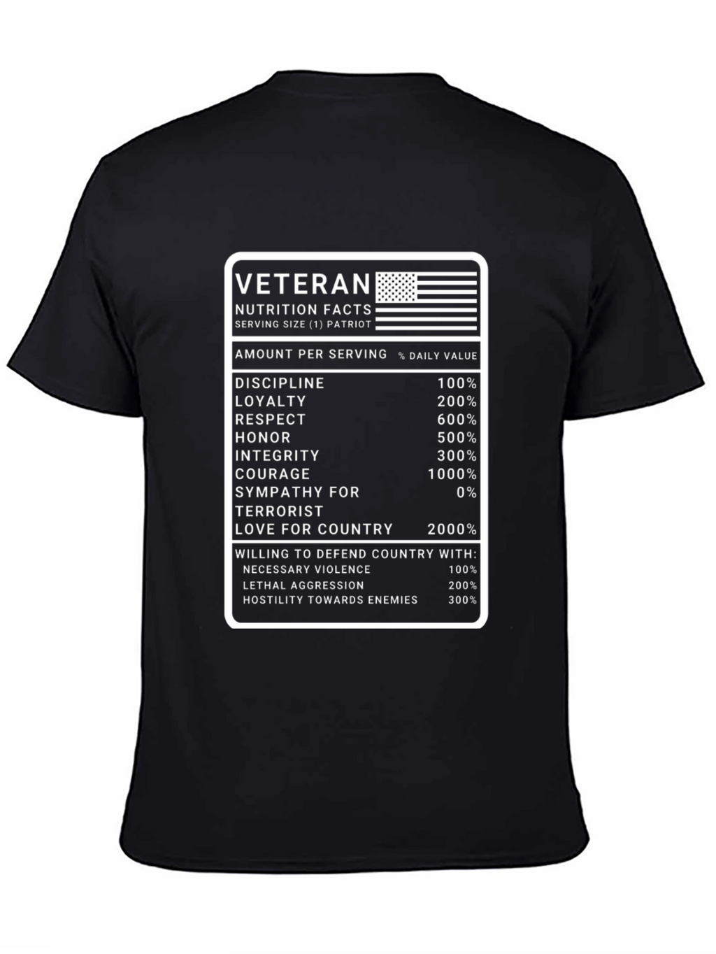 Veteran Nutrition Facts Graphic Tee