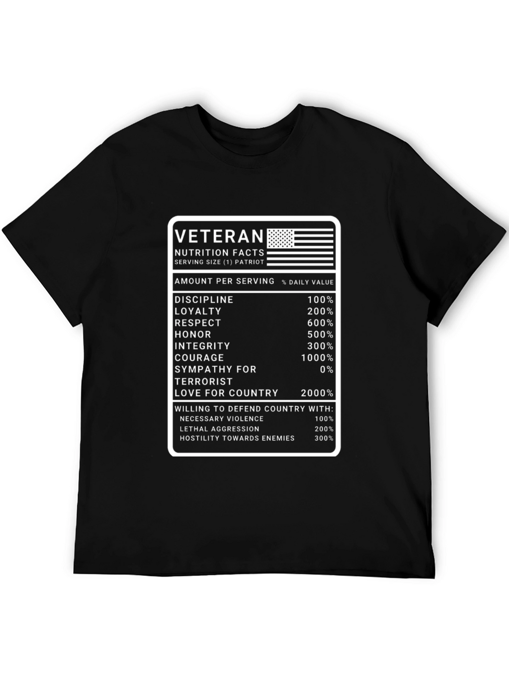 Veteran Nutrition Facts Graphic Tee