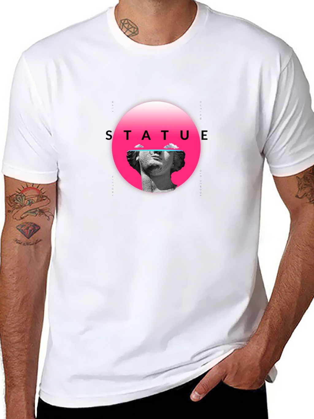 Statue Graphic Tee - Black Crew Neck