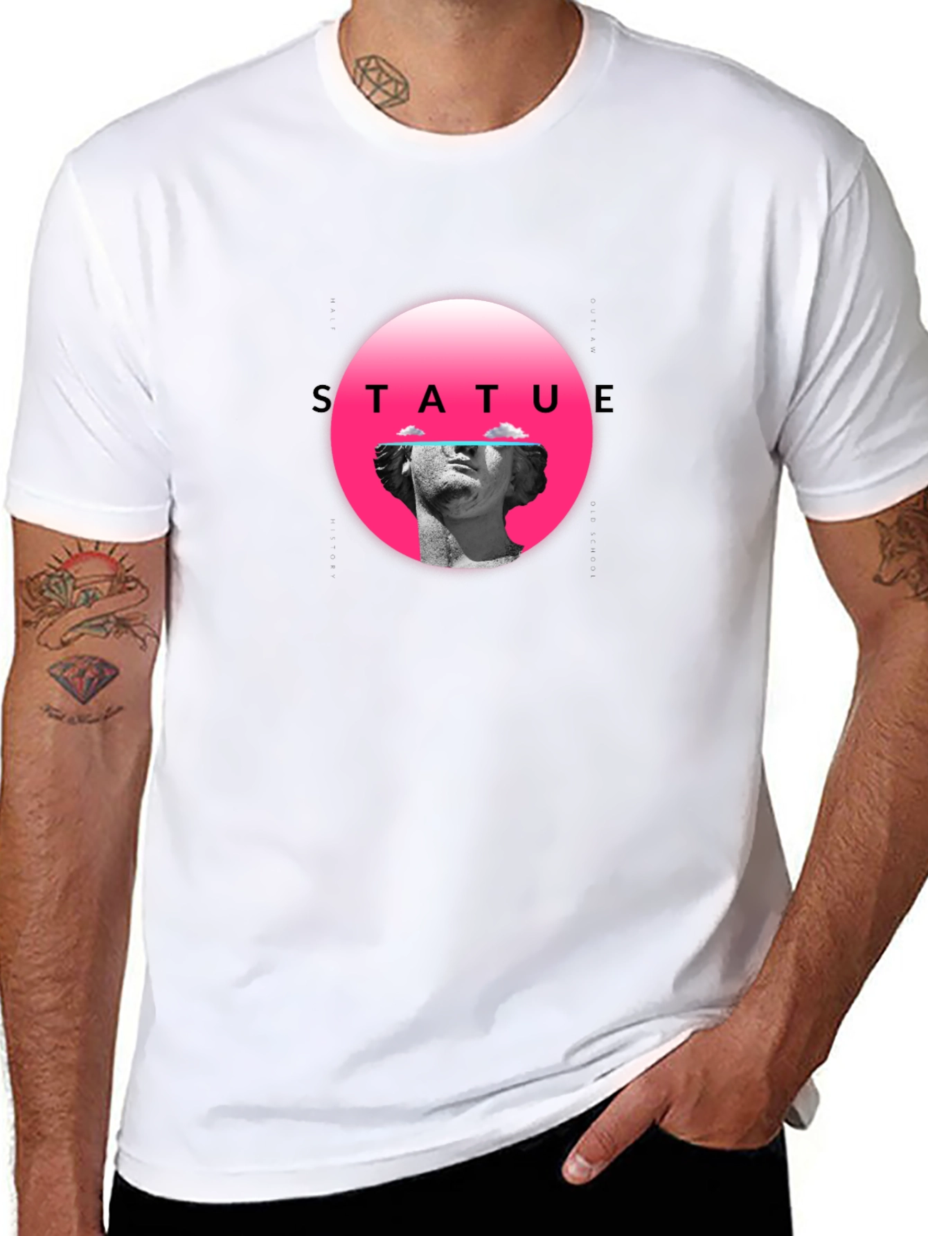 Statue Graphic Tee - Black Crew Neck