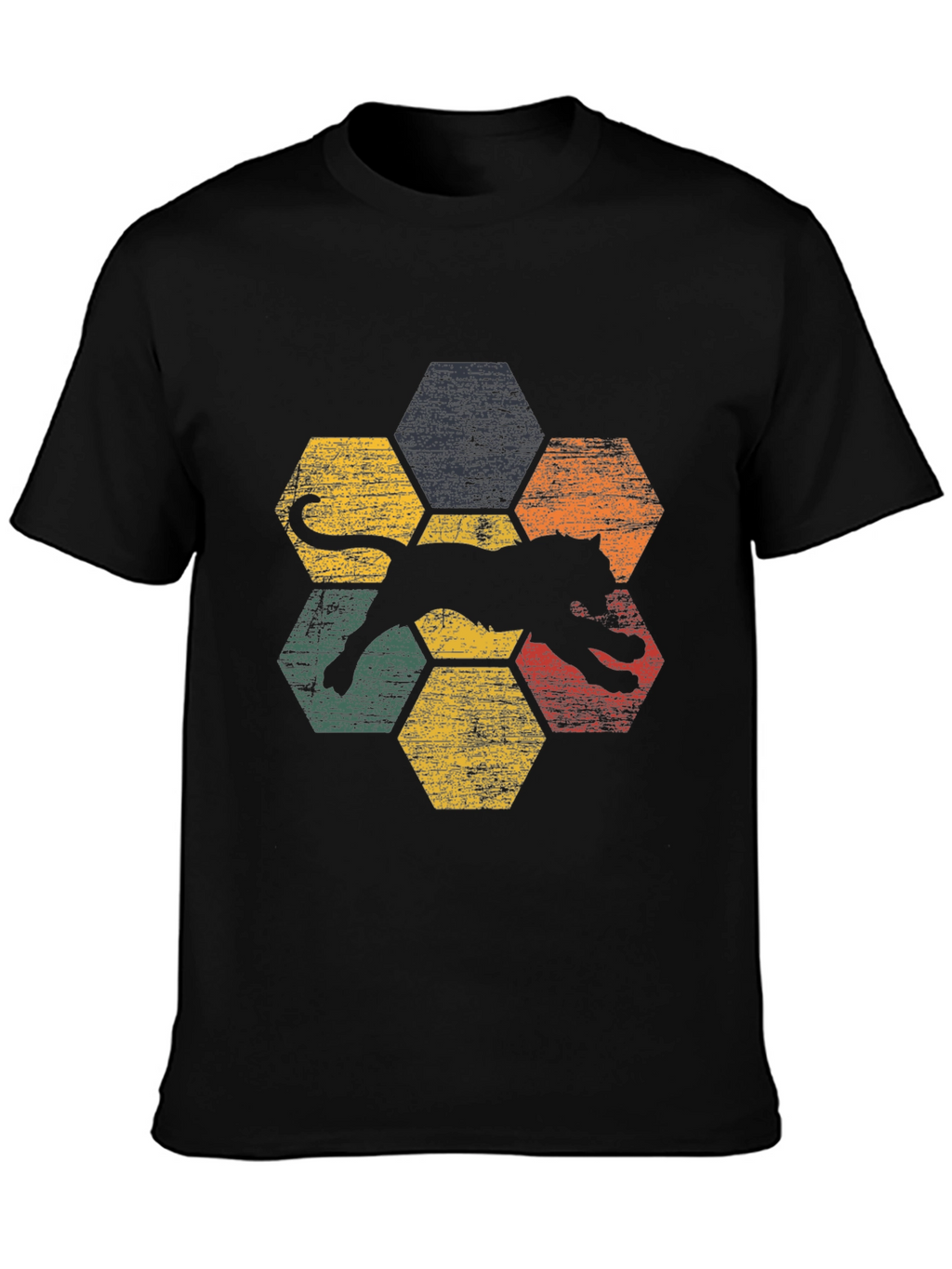 Retro Jaguar Hexagon Graphic T-Shirt