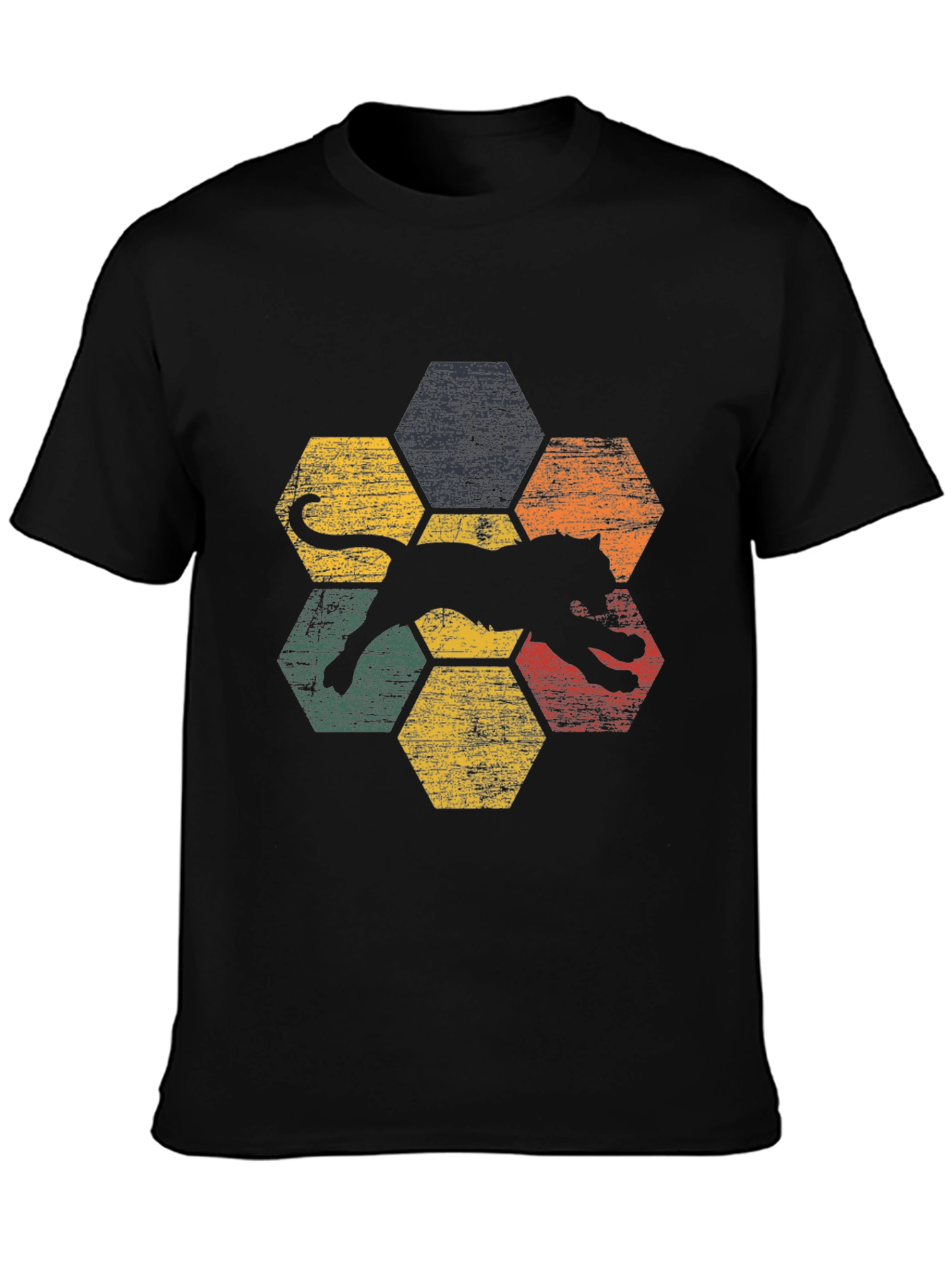 Retro Jaguar Hexagon Graphic T-Shirt