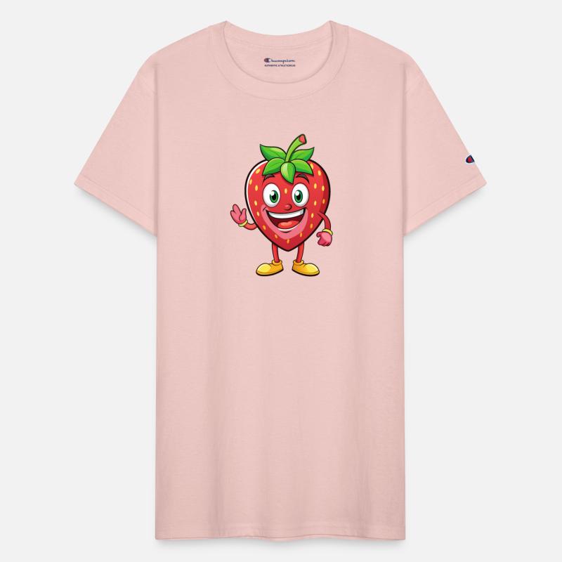 Strawberry Cartoon Character Smiling and Healthy
