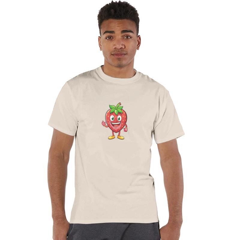 Strawberry Cartoon Character Smiling and Healthy
