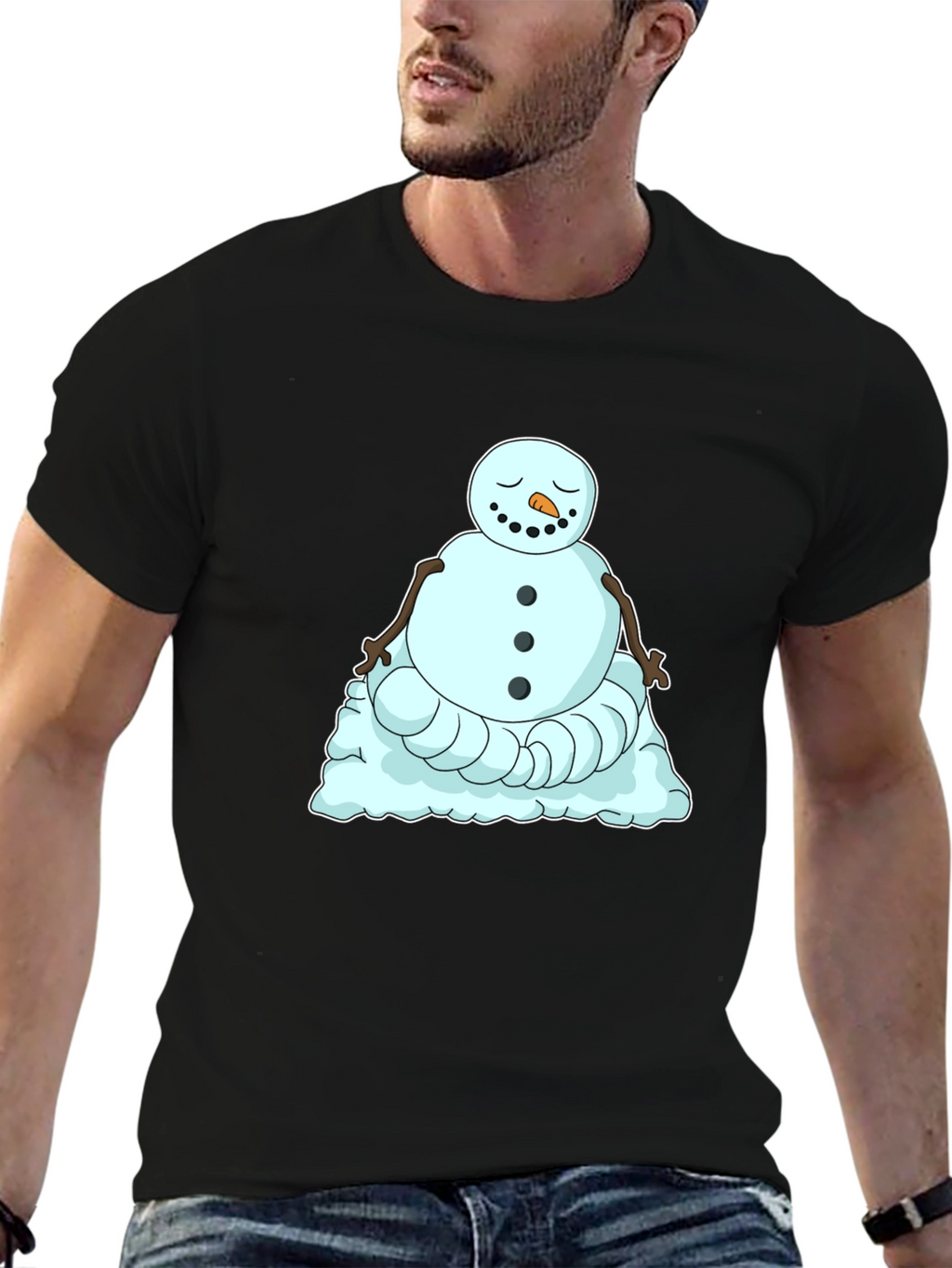 Zen Snowman Graphic Tee - Relaxed Winter Style