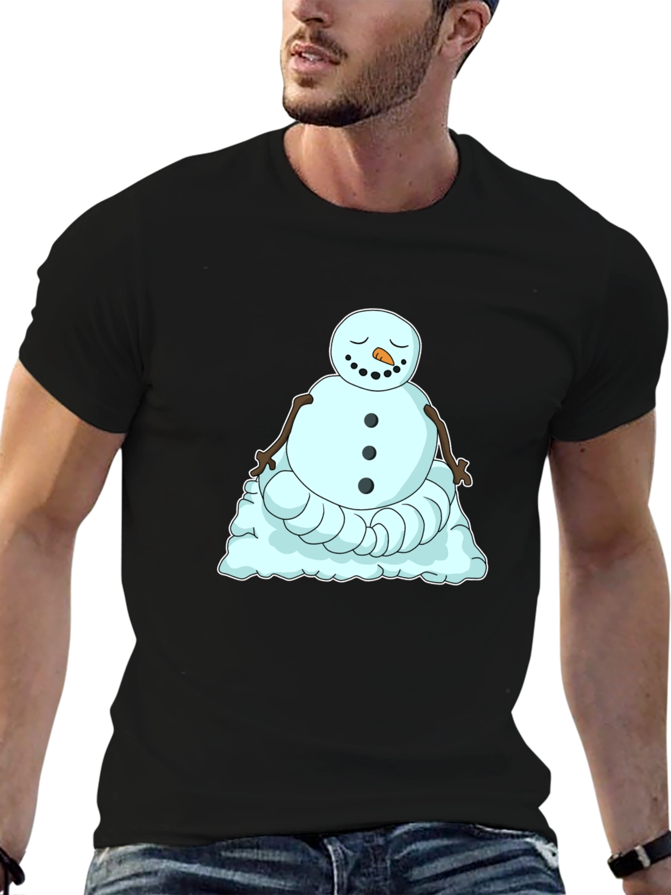 Zen Snowman Graphic Tee - Relaxed Winter Style