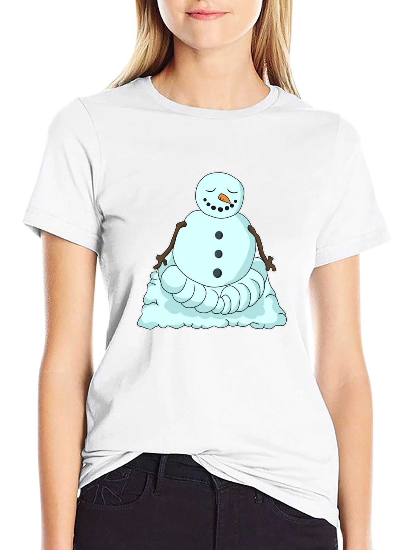 Zen Snowman Graphic Tee - Relaxed Winter Style