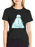 Zen Snowman Graphic Tee - Relaxed Winter Style
