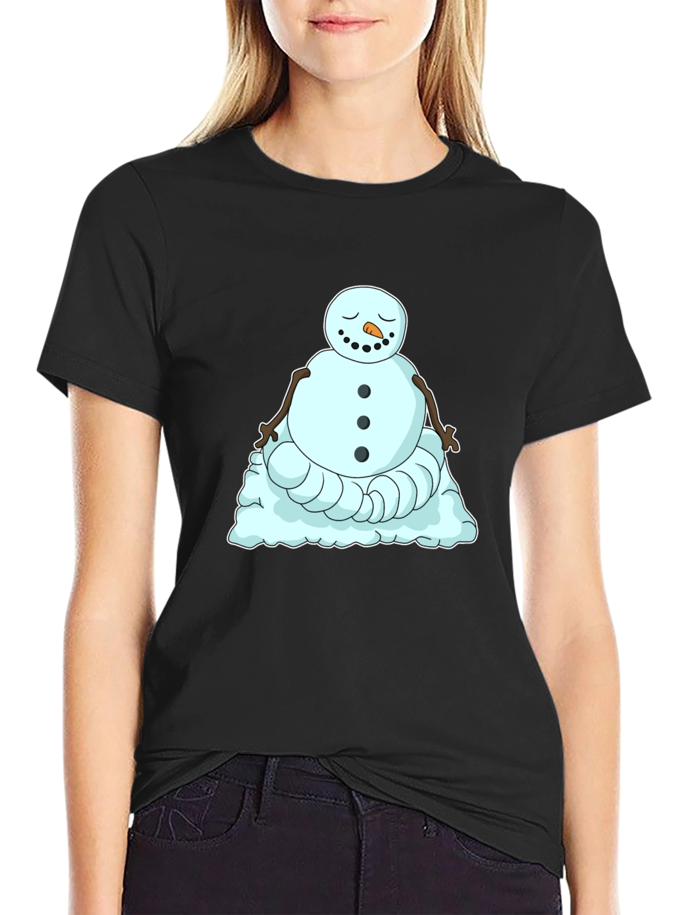 Zen Snowman Graphic Tee - Relaxed Winter Style