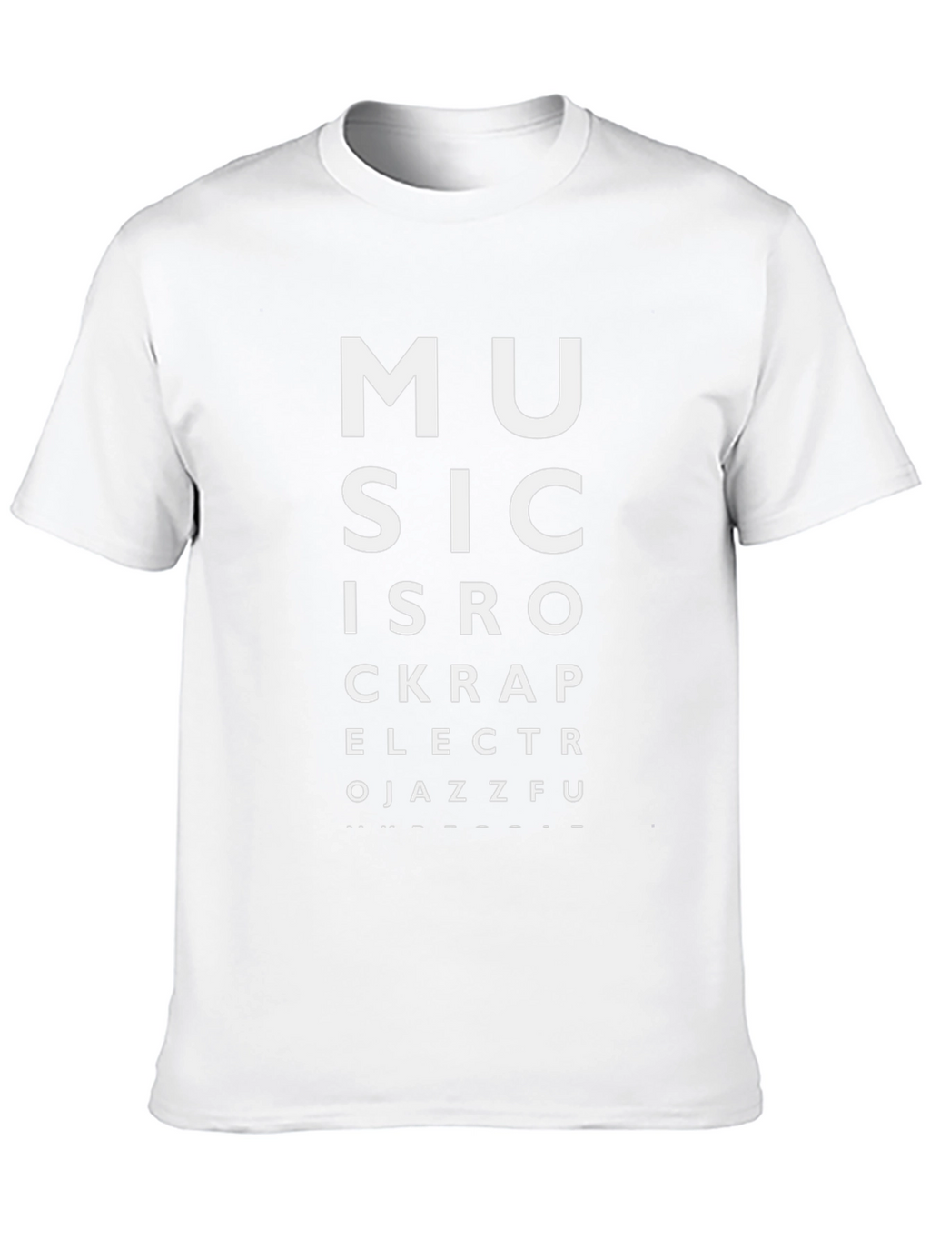 Music Genre Eye Chart Black T-Shirt