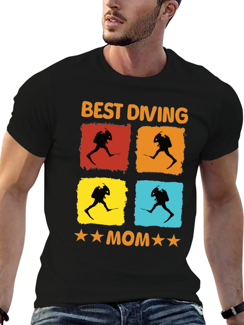 Best Diving Mom T-Shirt | Diver Silhouette Graphic Tee