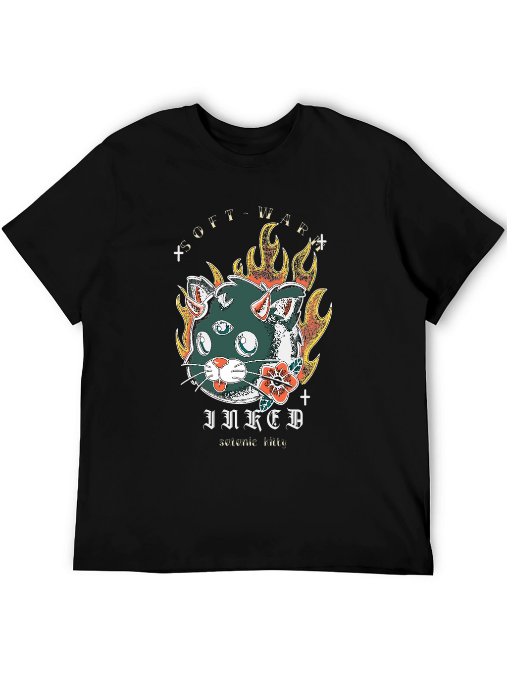 Inked Cat T-Shirt - Soft War Serotonin Tattoo Design