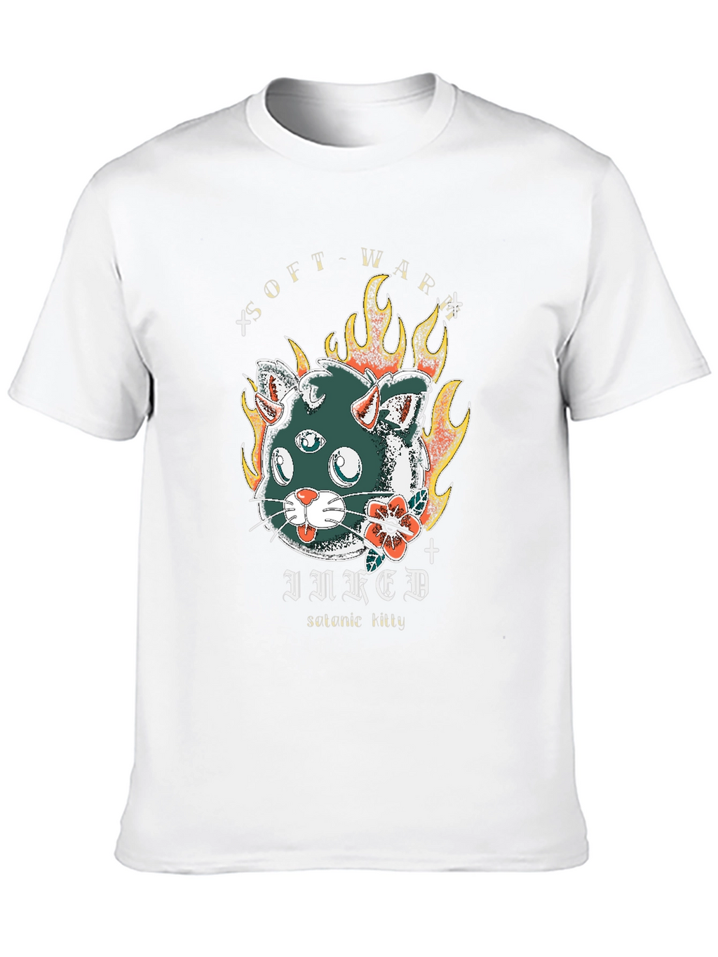 Inked Cat T-Shirt - Soft War Serotonin Tattoo Design