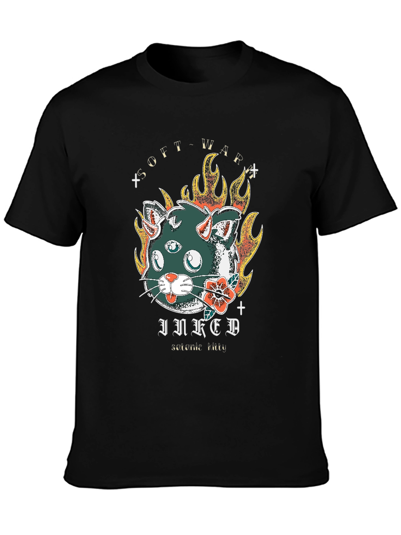 Inked Cat T-Shirt - Soft War Serotonin Tattoo Design