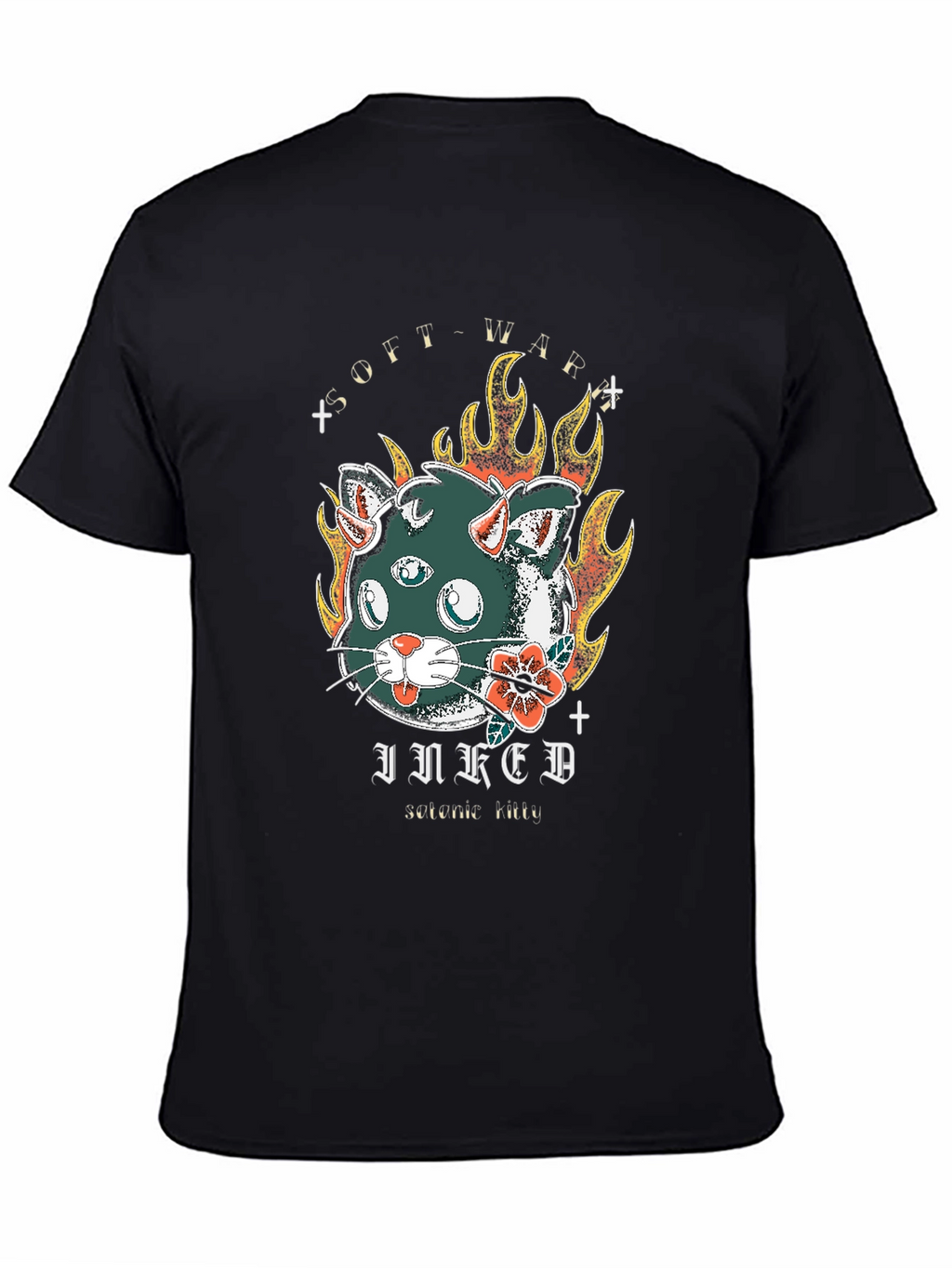 Inked Cat T-Shirt - Soft War Serotonin Tattoo Design