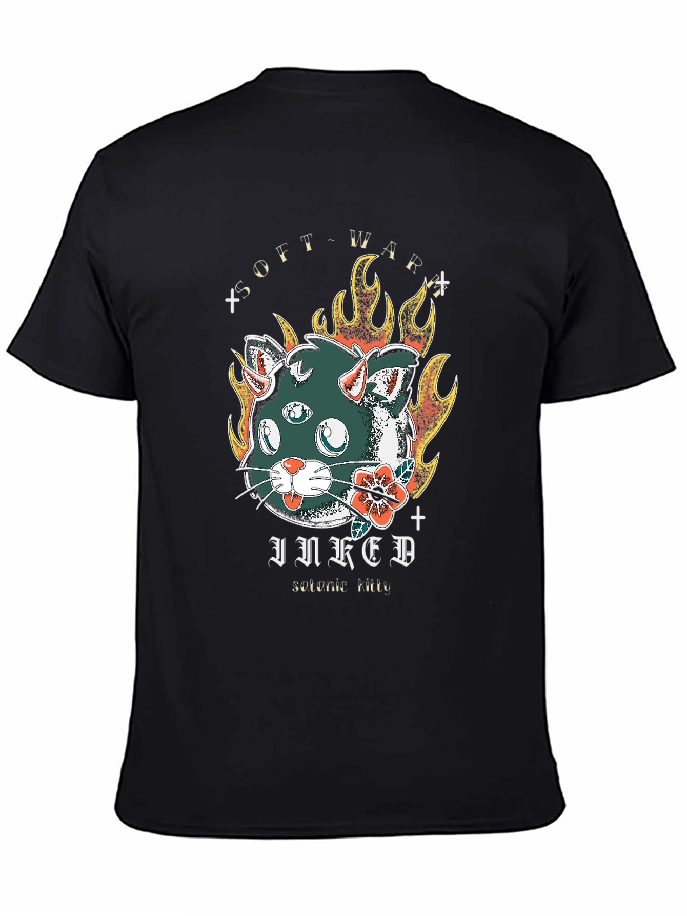 Inked Cat T-Shirt - Soft War Serotonin Tattoo Design