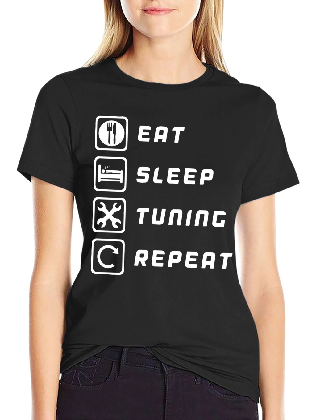 Eat Sleep Tuning Repeat Graphic Tee - Black T-Shirt